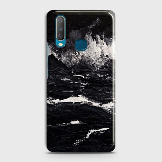 Vivo Y11 2019 Cover - Black Ocean Marble Trendy Printed Hard Case with Life Time Colors Guarantee