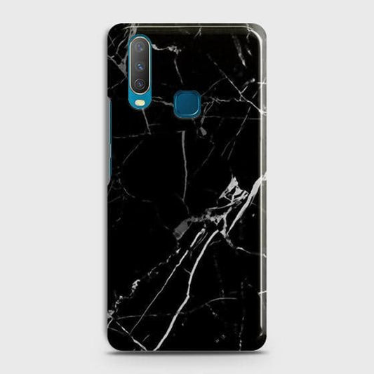 Vivo Y11 2019 Cover - Black Modern Classic Marble Printed Hard Case with Life Time Colors Guarantee