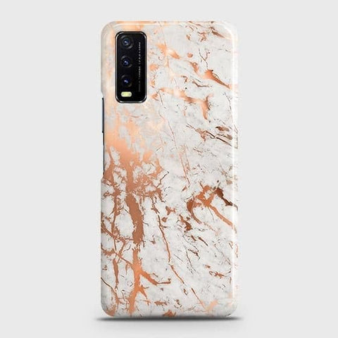 Vivo Y12s Cover - In Chic Rose Gold Chrome Style Printed Hard Case with Life Time Colors Guarantee