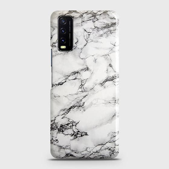 Vivo Y12s Cover - Matte Finish - Trendy Mysterious White Marble Printed Hard Case with Life Time Colors Guarantee