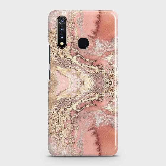 Vivo Y19 Cover - Trendy Chic Rose Gold Marble Printed Hard Case with Life Time Colors Guarantee