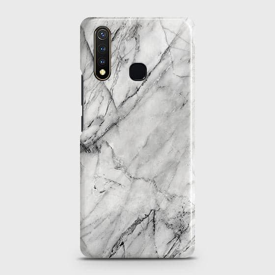 Vivo Y19 Cover - Matte Finish - Trendy White Floor Marble Printed Hard Case with Life Time Colors Guarantee - D2(1)