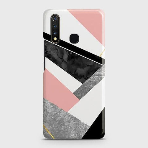 Vivo Y19 Cover - Matte Finish - Geometric Luxe Marble Trendy Printed Hard Case with Life Time Colors Guarantee