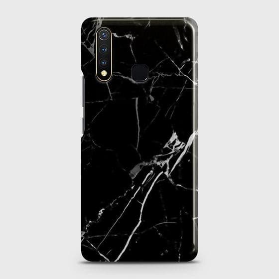 Vivo Y19 Cover - Black Modern Classic Marble Printed Hard Case with Life Time Colors Guarantee