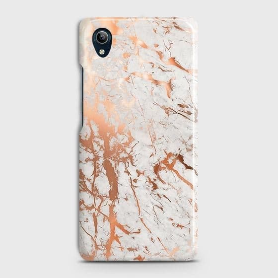 Vivo Y1s Cover - In Chic Rose Gold Chrome Style Printed Hard Case with Life Time Colors Guarantee