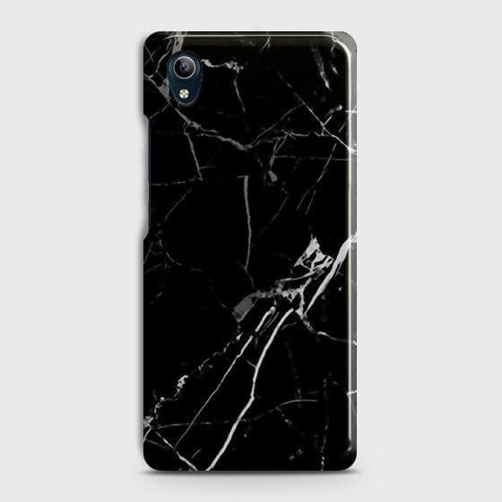 Vivo Y1s Cover - Black Modern Classic Marble Printed Hard Case with Life Time Colors Guarantee