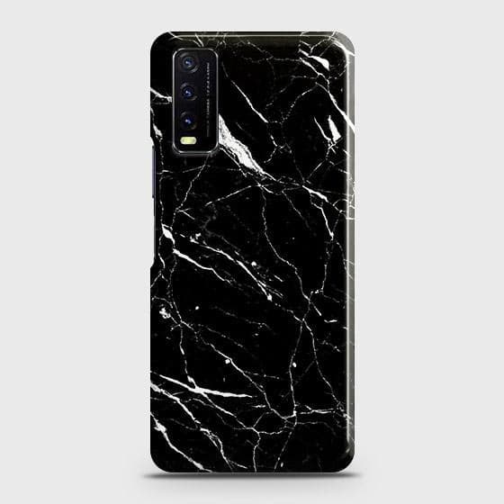 Vivo Y20 Cover - Trendy Black Marble Printed Hard Case with Life Time Colors Guarantee