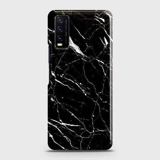 Vivo Y20 Cover - Trendy Black Marble Printed Hard Case with Life Time Colors Guarantee