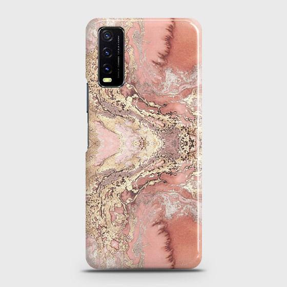 Vivo Y20 Cover - Trendy Chic Rose Gold Marble Printed Hard Case with Life Time Colors Guarantee