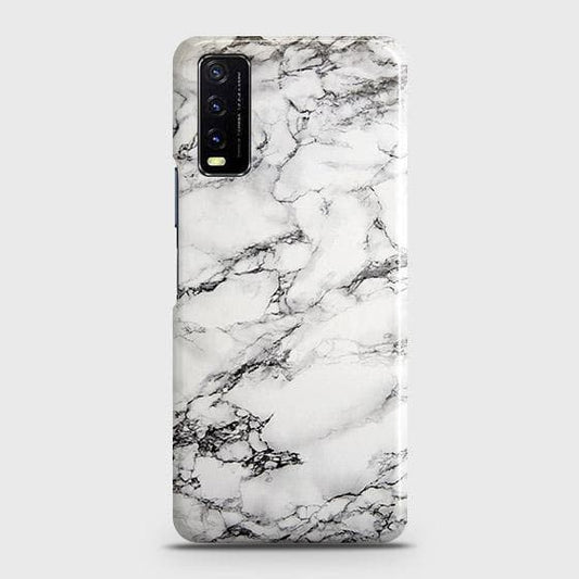 Vivo Y12a Cover - Matte Finish - Trendy White Floor Marble Printed Hard Case with Life Time Colors Guarantee