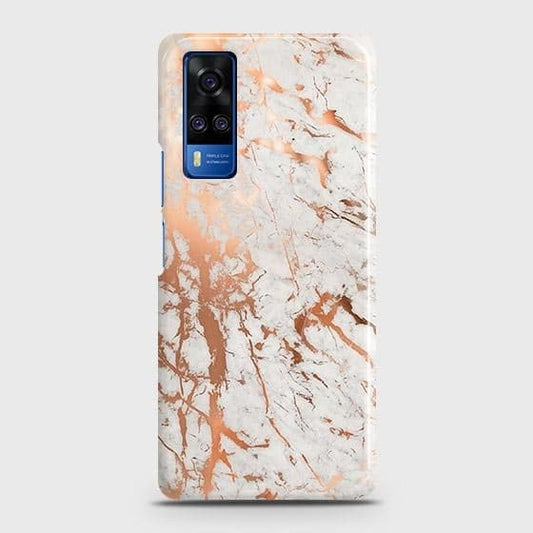 Vivo Y31 Cover - In Chic Rose Gold Chrome Style Printed Hard Case with Life Time Colors Guarantee