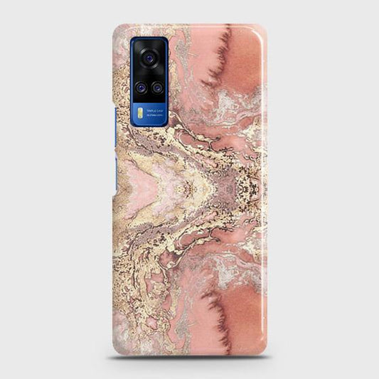 Vivo Y31 Cover - Trendy Chic Rose Gold Marble Printed Hard Case with Life Time Colors Guarantee