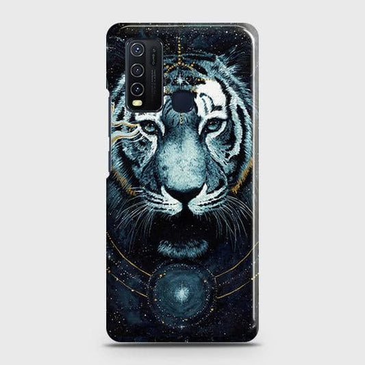 Vivo Y50 Cover - Vintage Galaxy Tiger Printed Hard Case with Life Time Colors Guarantee