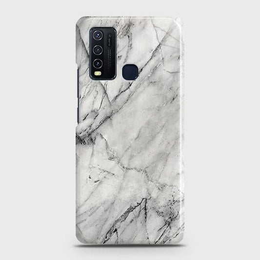 Vivo Y50 Cover - Matte Finish - Trendy White Marble Printed Hard Case with Life Time Colors Guarantee