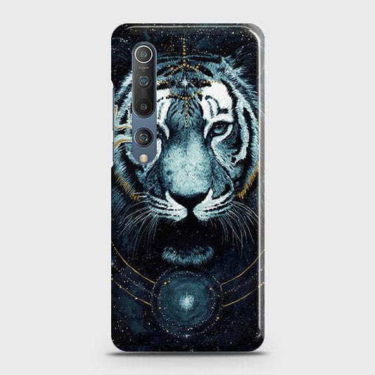 Xiaomi Mi 10 Cover - Vintage Galaxy Tiger Printed Hard Case with Life Time Colors Guarantee