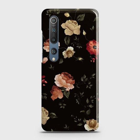 Xiaomi Mi 10 Cover - Matte Finish - Dark Rose Vintage Flowers Printed Hard Case with Life Time Colors Guarantee