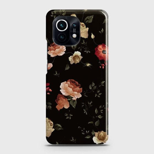 Xiaomi Mi 11 Cover - Matte Finish - Dark Rose Vintage Flowers Printed Hard Case with Life Time Colors Guarantee