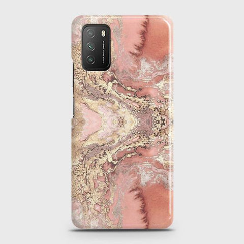 Xiaomi Poco M3 Cover - Trendy Chic Rose Gold Marble Printed Hard Case with Life Time Colors Guarantee B42