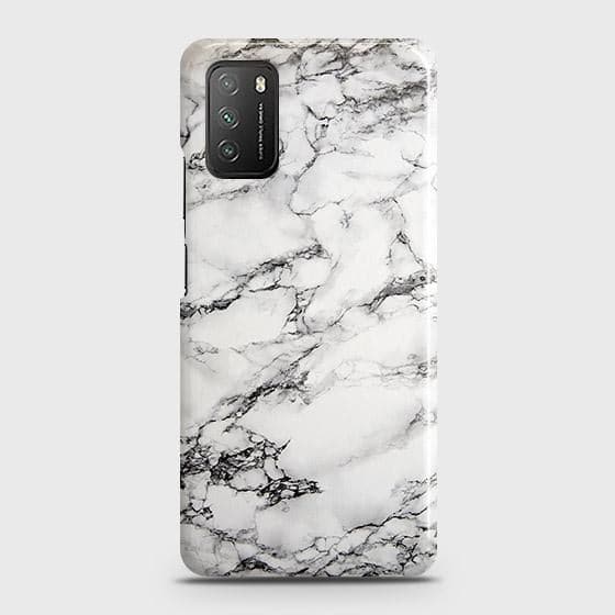 Xiaomi Poco M3 Cover - Matte Finish - Trendy Mysterious White Marble Printed Hard Case with Life Time Colors Guarantee