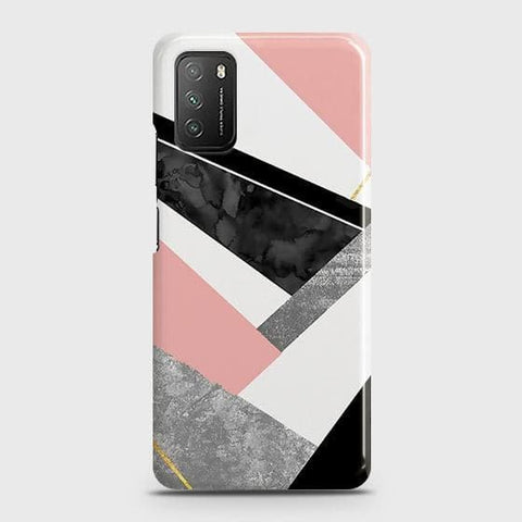 Xiaomi Poco M3 Cover - Matte Finish - Geometric Luxe Marble Trendy Printed Hard Case with Life Time Colors GuaranteeB(52)