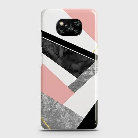 Xiaomi Poco X3 Cover - Matte Finish - Geometric Luxe Marble Trendy Printed Hard Case with Life Time Colors Guarantee