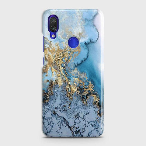 Xiaomi Redmi 7 Cover - Trendy Golden & Blue Ocean Marble Printed Hard Case with Life Time Colors Guarantee