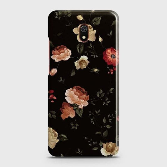 Xiaomi Redmi 8A Cover - Matte Finish - Dark Rose Vintage Flowers Printed Hard Case with Life Time Colors Guarantee (Fast Delivery) (A)