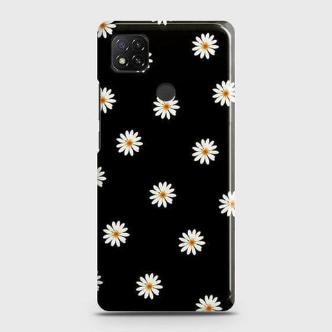 Xiaomi Redmi 9C Cover - Matte Finish - White Bloom Flowers with Black Background Printed Hard Case with Life Time Colors Guarantee