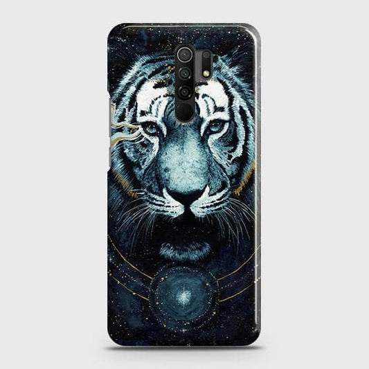 Xiaomi Redmi 9 Cover - Vintage Galaxy Tiger Printed Hard Case with Life Time Colors Guarantee