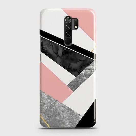 Xiaomi Redmi 9 Cover - Matte Finish - Geometric Luxe Marble Trendy Printed Hard Case with Life Time Colors Guarantee