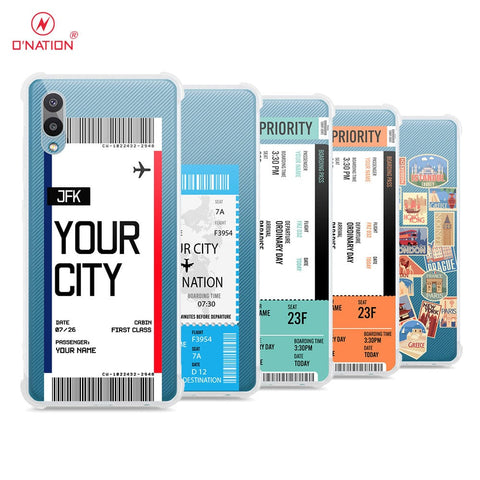 Samsung Galaxy A02 Cover - Personalised Boarding Pass Ticket Series - 5 Designs - Clear Phone Case - Soft Silicon Borders