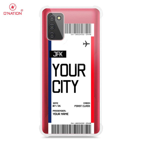 Samsung Galaxy A03s Cover - Personalised Boarding Pass Ticket Series - 5 Designs - Clear Phone Case - Soft Silicon Borders