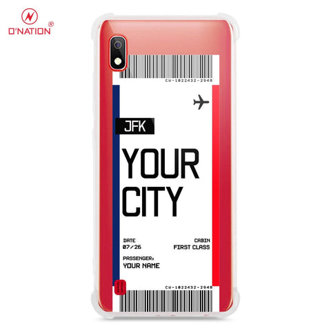 Samsung Galaxy A10 Cover - Personalised Boarding Pass Ticket Series - 5 Designs - Clear Phone Case - Soft Silicon Borders