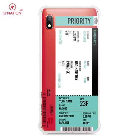 Samsung Galaxy A10 Cover - Personalised Boarding Pass Ticket Series - 5 Designs - Clear Phone Case - Soft Silicon Borders