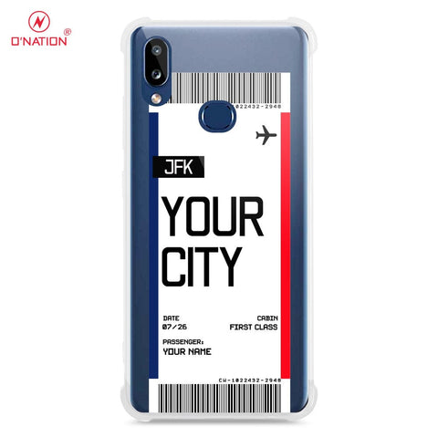 Samsung Galaxy A10s Cover - Personalised Boarding Pass Ticket Series - 5 Designs - Clear Phone Case - Soft Silicon Borders