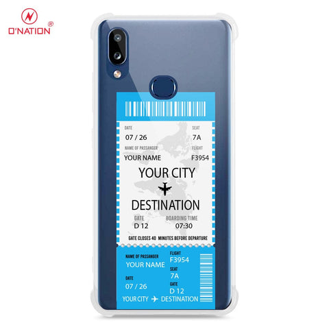 Samsung Galaxy A10s Cover - Personalised Boarding Pass Ticket Series - 5 Designs - Clear Phone Case - Soft Silicon Borders