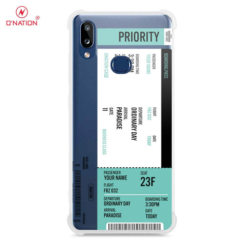 Samsung Galaxy A10s Cover - Personalised Boarding Pass Ticket Series - 5 Designs - Clear Phone Case - Soft Silicon Borders