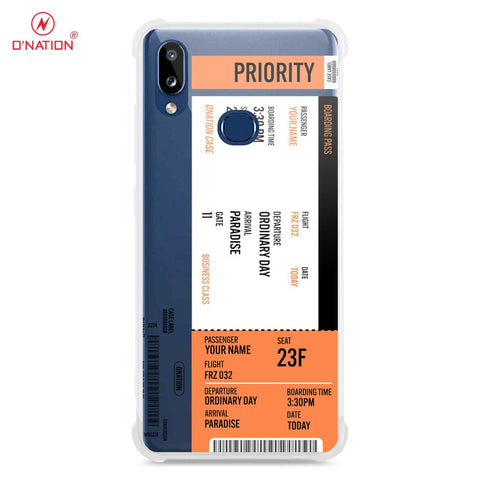 Samsung Galaxy A10s Cover - Personalised Boarding Pass Ticket Series - 5 Designs - Clear Phone Case - Soft Silicon Borders