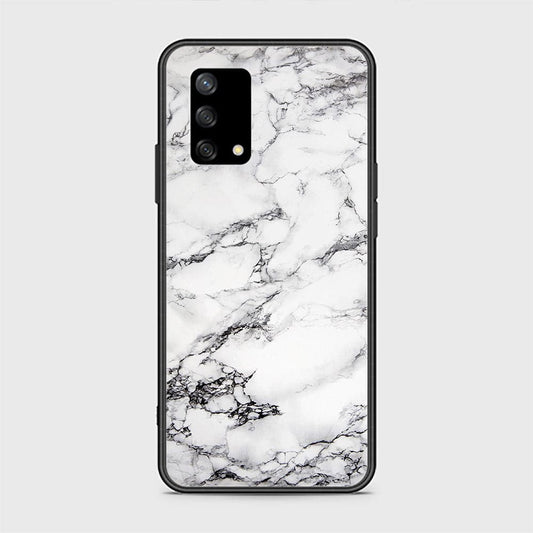 Oppo F19 Cover - White Marble Series - HQ Ultra Shine Premium Infinity Glass Soft Silicon Borders Case