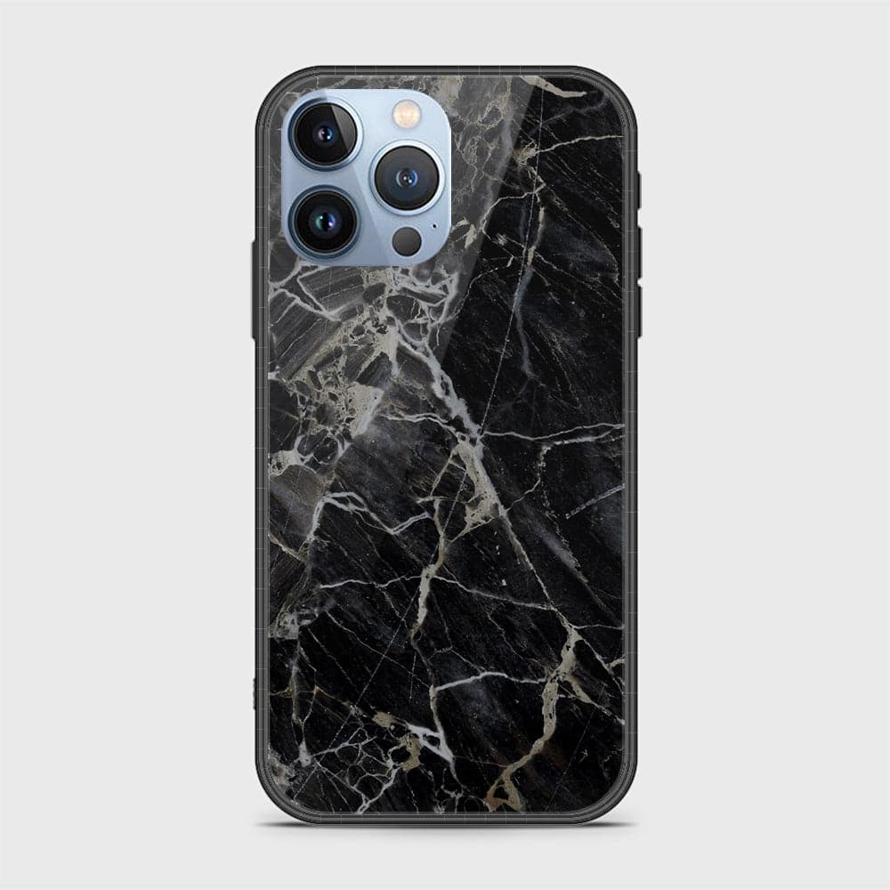 iPhone 13 Pro Max Cover - Black Marble Series - HQ Ultra Shine Premium Infinity Glass Soft Silicon Borders Case