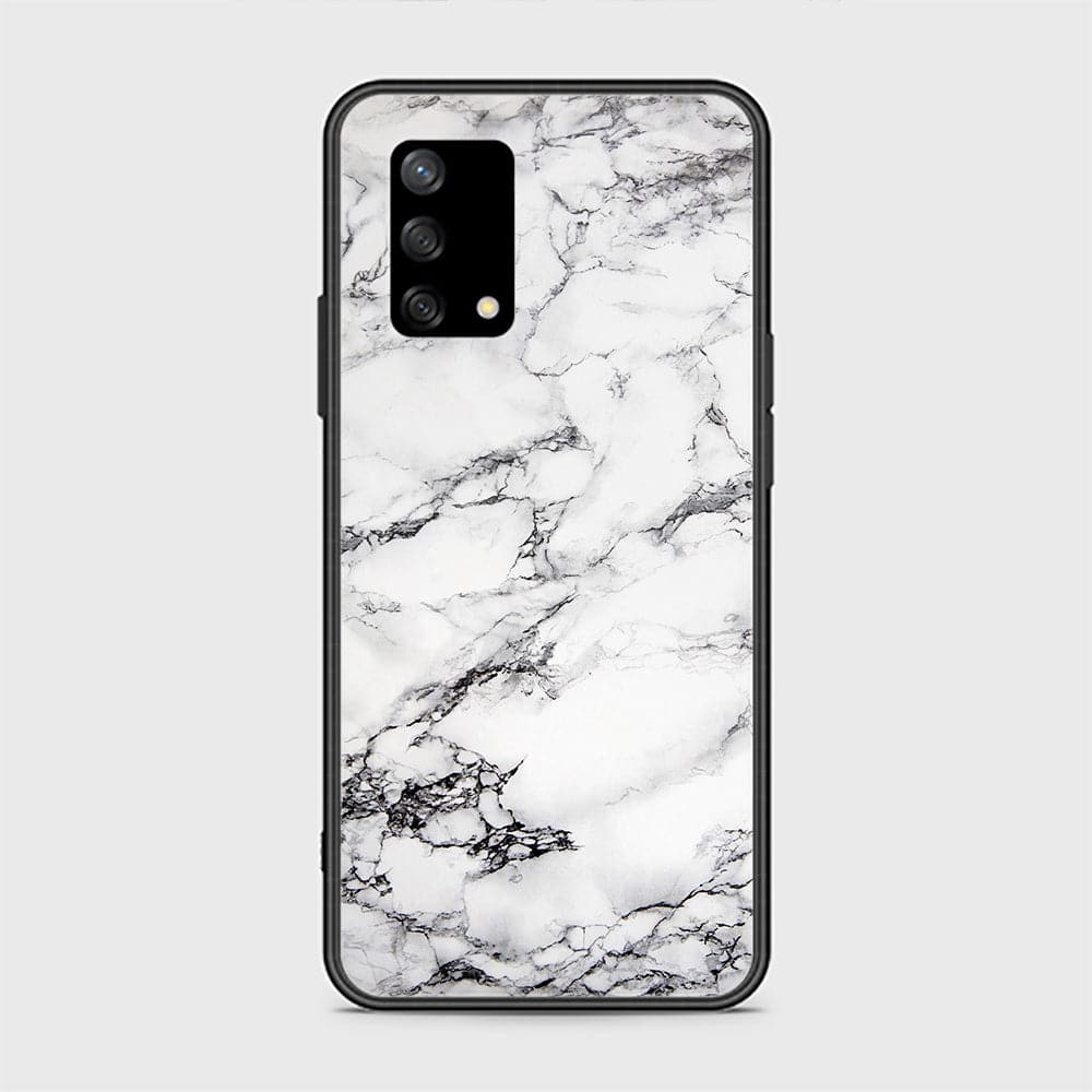 Oppo F19s Cover - White Marble Series - HQ Ultra Shine Premium Infinity Glass Soft Silicon Borders Case