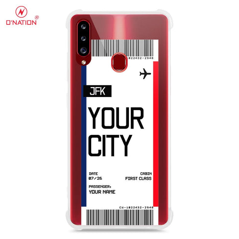 Samsung Galaxy A20s Cover - Personalised Boarding Pass Ticket Series - 5 Designs - Clear Phone Case - Soft Silicon Borders