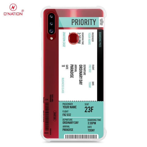 Samsung Galaxy A20s Cover - Personalised Boarding Pass Ticket Series - 5 Designs - Clear Phone Case - Soft Silicon Borders