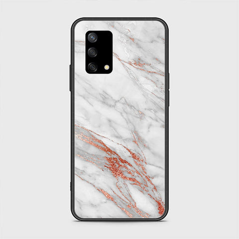 Oppo F19s Cover - White Marble Series - HQ Ultra Shine Premium Infinity Glass Soft Silicon Borders Case