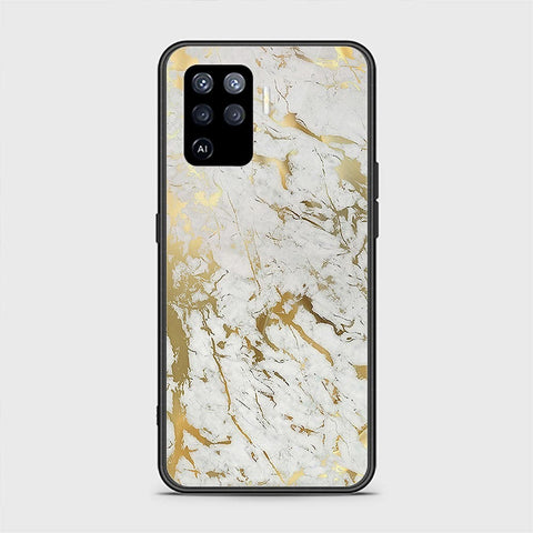 Oppo F19 Pro Cover - White Marble Series - HQ Ultra Shine Premium Infinity Glass Soft Silicon Borders Case