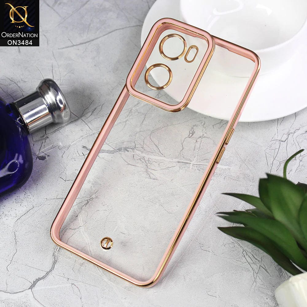 Oppo K10 5G Cover - Pink - New Electroplated Side Borders Camera Protection Case