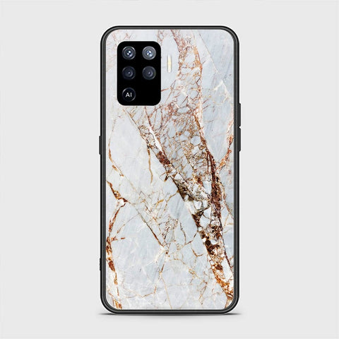 Oppo F19 Pro Cover - White Marble Series - HQ Ultra Shine Premium Infinity Glass Soft Silicon Borders Case