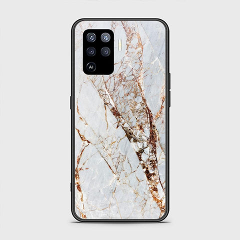 Oppo A94 Cover - White Marble Series - HQ Ultra Shine Premium Infinity Glass Soft Silicon Borders Case