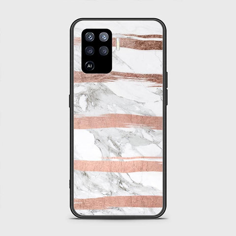 Oppo A94 Cover - White Marble Series - HQ Ultra Shine Premium Infinity Glass Soft Silicon Borders Case