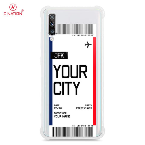 Samsung Galaxy A70 Cover - Personalised Boarding Pass Ticket Series - 5 Designs - Clear Phone Case - Soft Silicon Borders